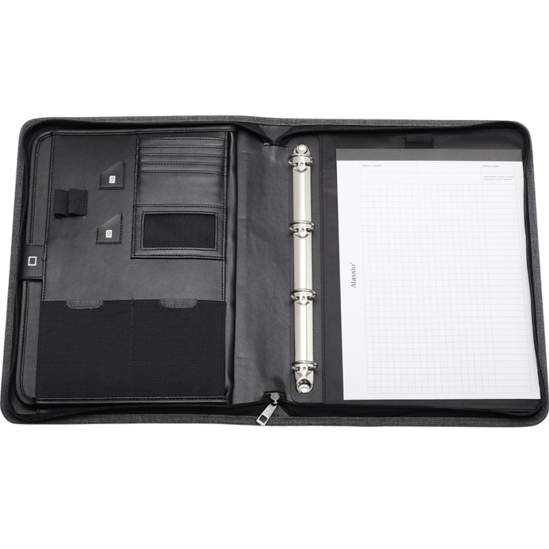 Alassio A4 Lazio tablet organiser, grey polyester, 285×360 mm